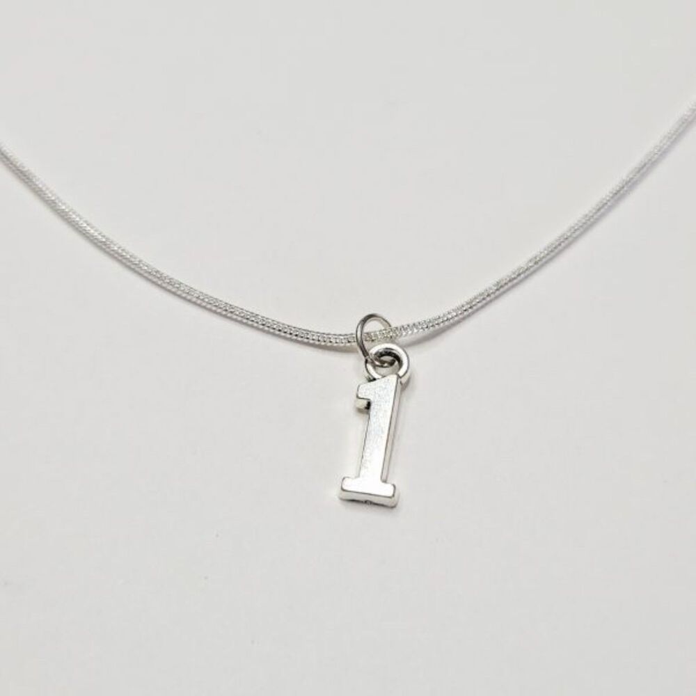 NWT 925 Sterling Silver Necklace With #1 Charm 22 Inches Gift Ready! Y2K Style